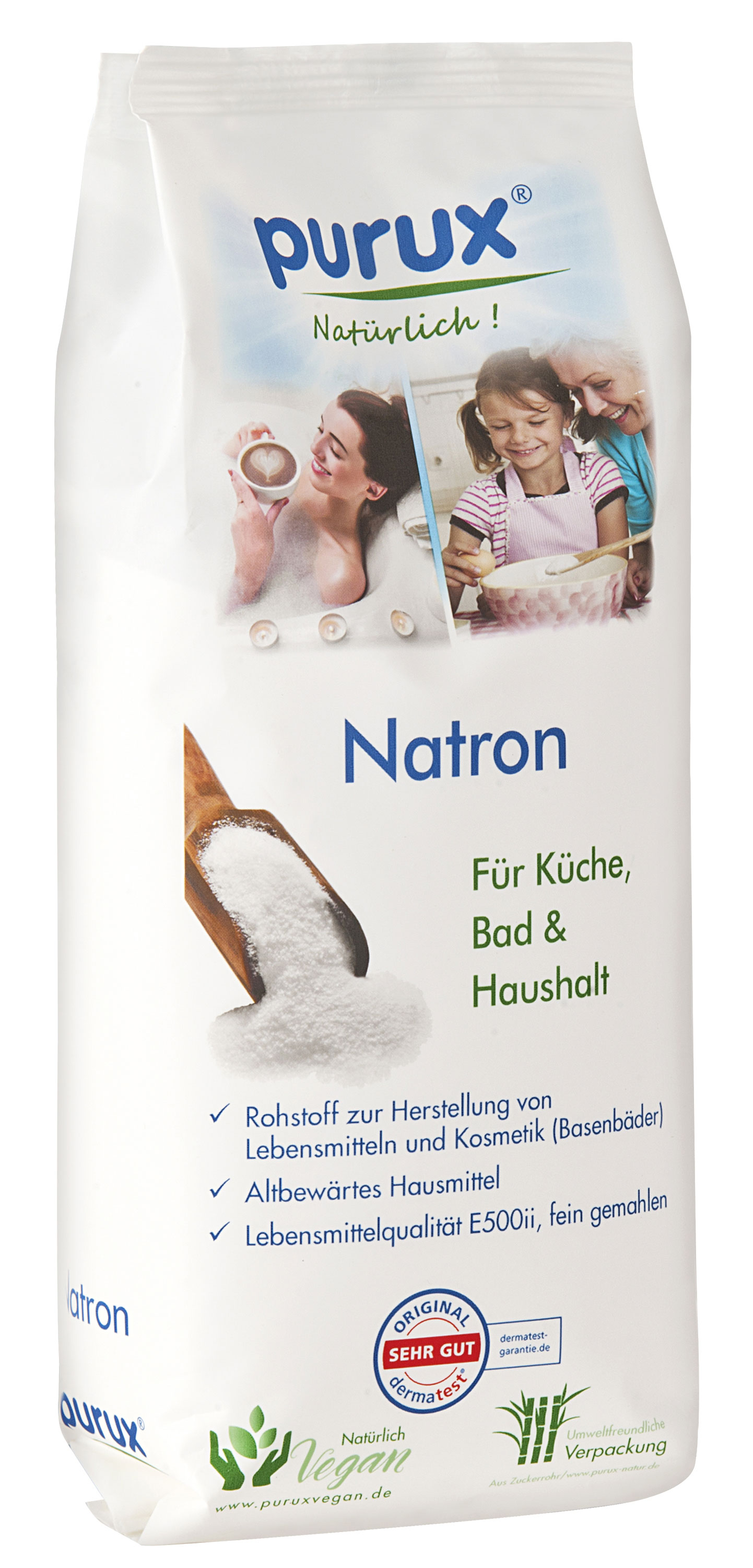 Natron Pulver 1kg, Lebensmittelqualität nachhaltig verpackt, Back Soda